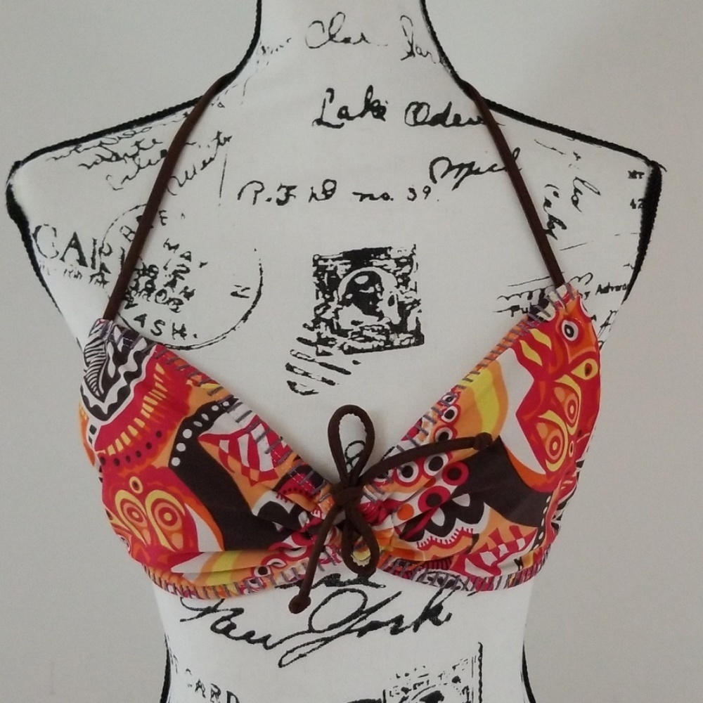 Hobie Bandana keyhole Aztec tie bikini top